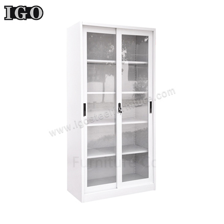 Widely Sliding Full Glass Door Steel Cupboard Special for Exporting