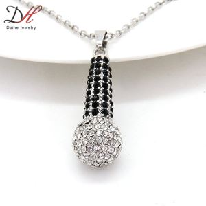 Fashion Charm Jewelry Crystal Chunky Microphone Pendant Chain Necklace NK049