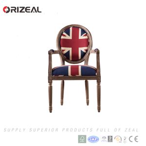 Orizeal French Style Vintage Leather Wood Armchair For Living Room Furniture
