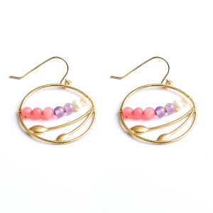 Hoop Earrings With Colorful Agate Beads