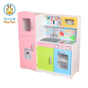 (TK038) Colorful Play Kitchen With ABS Plastic Accessories, Deluxe Kids Wooden Toy Kitchen Set