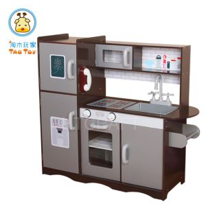 (TK039) Uptown Espresso Wooden Kitchen Toy With Microwave Oven, Stove And Paper Towel Holder/role Play Wooden Kids Toy