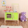 (TK036) Green Color Solid Wood Play Kitchen With Five Utensils, Wooden Educational Toy