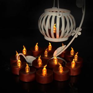 Brown Base Led Tealight Yellow Flame 24 Pieces Packing