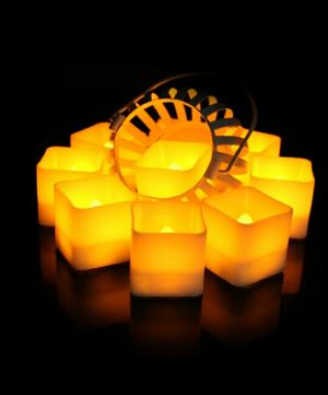 Square Small Led Tealight Candle With Yellow Flame