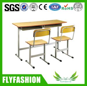 High Quality Durable Fireproof Board Modern Wooen Double Student Desk And Chair For School Furniture