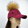 Unique Style Leather Suede Cap Raccoon Fur Baseball Hat