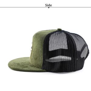 Wholesale Custom Corduroy 5 Panel 3D Embroidery Patch Mesh Baseball Cap and Hat