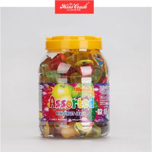 Yummy Assorted Mini Fruit Jelly Candy in Round Jar