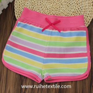 Cute Cotton Printed Shorts Striped Stretchy Shorts for Girls