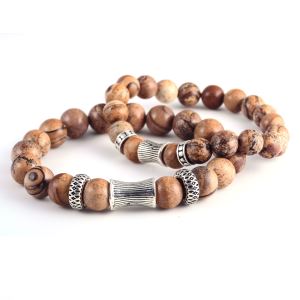Natural Stone Round Beads Stretch Bracelet for Men or Women