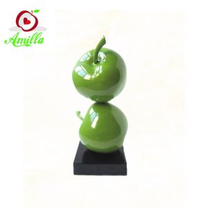 Large Sculptures Polyresin Double Green Apples Home Decor.