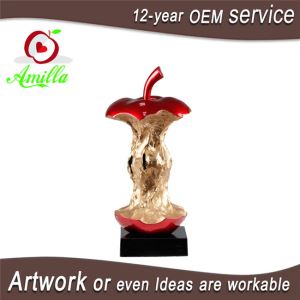 Decorative Resin Red Apple Core Sculpture for Home Table Decorations
