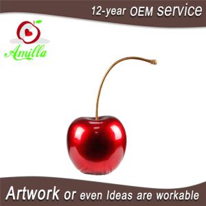 Attractive Red Resin Single Cherry Sculpture for Home Ornament