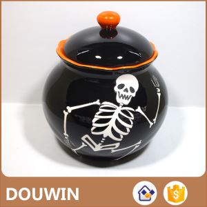 Red Halloween Skull/Pumkin/Love Bird Ceramic Buscuit Jars Food Storage Canister Set