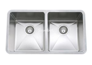 50/50 Undermount / Undercounter Double Bowl Stainless Steel Bathroom Sinks For Kitchen 16 Gauge, SS-R3118D