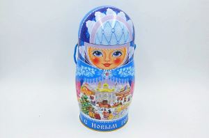New product children gift packaging tin russian doll shape tin