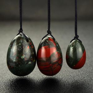 Natural Blood Stone Drilled Yoni Eggs Jade Eggs For Sale