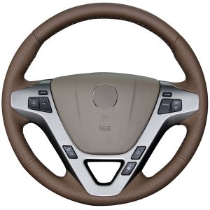 Dark Brown Leather Stitched Steering Wheel Cover For Honda Acura MDX 2009-2012