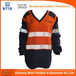 Navy/orange Modacrylic/cotton Sweatshirt