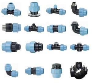 Pn16 PP PE Compression Fitting Size 20-110mm Color Black and Blue