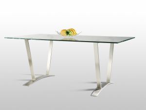 DM6137 GLASS DINING TABLE,STAINLESS STEEL TABLE