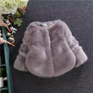Cute Hot Sale Girls and Boys Baby Long Hair Solid Color Fake/Faux Fur Plush Winter Jacket