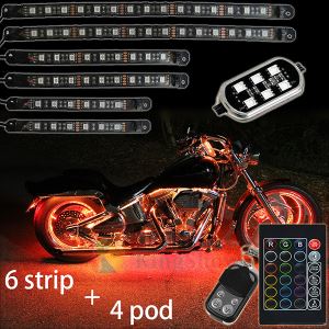 10 Piece 3 Size Led Strip With Music Active Control And 4 Buttons 24 Buttons Remote Kit For Motorcycle Underbody Lighting
