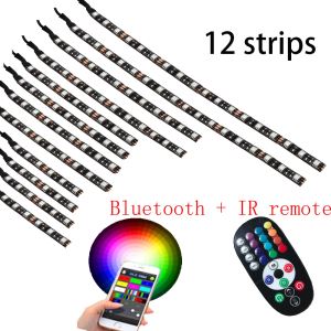 New 12Pcs Motorcycle LED Light Kit Strips Multi-Color Accent Glow Neon Lights Motorcycle Cellphone App Bluetooth Controller Led Motorcycle Atv Lights With Music Sync For Motorcycle ,ATV,golf Car …