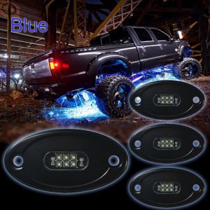 LED Rock Lights Blue For JEEP ATV SUV Offroad Truck Boat Underbody Glow Trail Rig Lamp Interior And Exterior-Waterproof