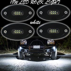 Super Bright Wholesale 10-30V Waterproof IP68 18W White Blue Red Green Amber Led Rock Light For Jeep Offroad