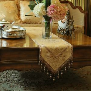 Table Runner for Hotel Quality Waterproof  with Tassel Jacquard Fabric Table Runner Dining Decoration Table Runner--13x72 Inch Purple