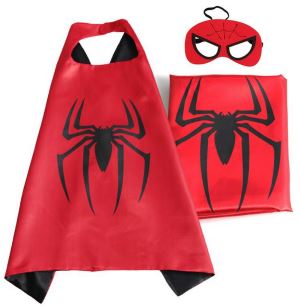 OEM Wholesale SpiderMan Superhero Cape Amazon Supplier Double Layer Satin Superman Cape And Mask Costume Set For Kids