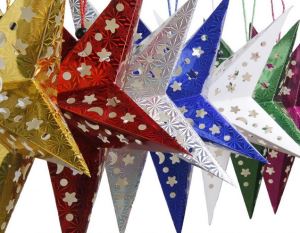 Factory Supply Shopping Mall Hanging Laser Stars Three-dimensional Handmade Hanging Paper Star Lantern For Decoration