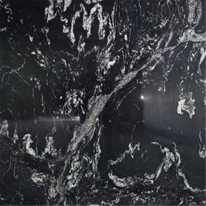 China Nero Fantasy Leathered Black Marble Texture Granite Slab