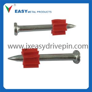 Low Velocity High-Strength Galvanized Drive Pin with Red Plastic Fluted Washer