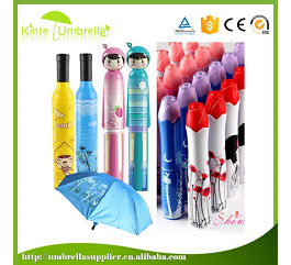 Wholesale 21inch Plastic Rose Bottle Print Umbrella with Your Custom Logo On The Umbrella or Bottle
