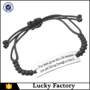 Cheap Personalized Customized Adjustable Tie Leather Braided ID Bracelet Knot Supplier