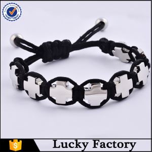 Wholesale Newest Mens Ajustable Leather ID Tag Bracelet Personalized Leather Wrap Bracelets for Men