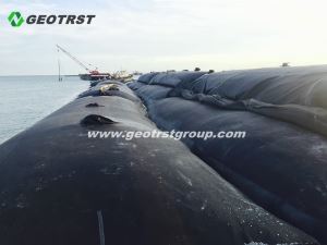 The Sand Geotextile Tube (Geotube) For Rive Bank Flood Protection And Coastal Embankment