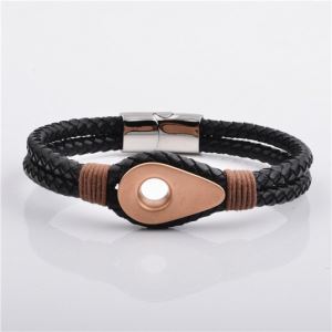 Fashion Jewelry Mens Fabric Real Leather Bracelets with Waterdrop and Magnetic Clasp