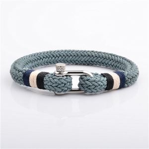 Kaimei Jewelry Mens Cotton Rope Stainless Steel Shackle Bracelets