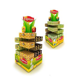 Big High Quality Cardboard Paper Floor Lipton Display Stand For Retail Tea