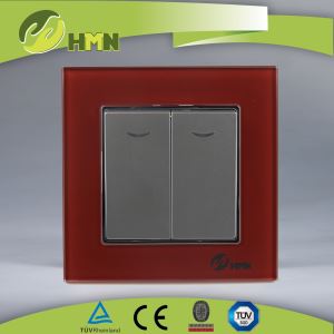 Toughened Glass Double One Way Switch with LED Light