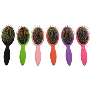 Green/Pink/Black Handle Paddle Hair Brush