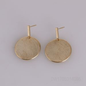 Brushed Disc Gold Ear Studs