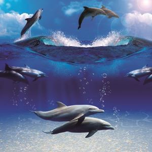 Lovely Dolphins 3D Painting Fireproofing Cork Sofa Backdrop