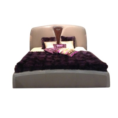 Luxury Classic High Back Genuine Leather Bed with Storage Function