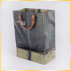 2017 Popular In India jean style kraft paper Bags with logo