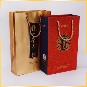 gold stamping red shopping paper bags for end user retail